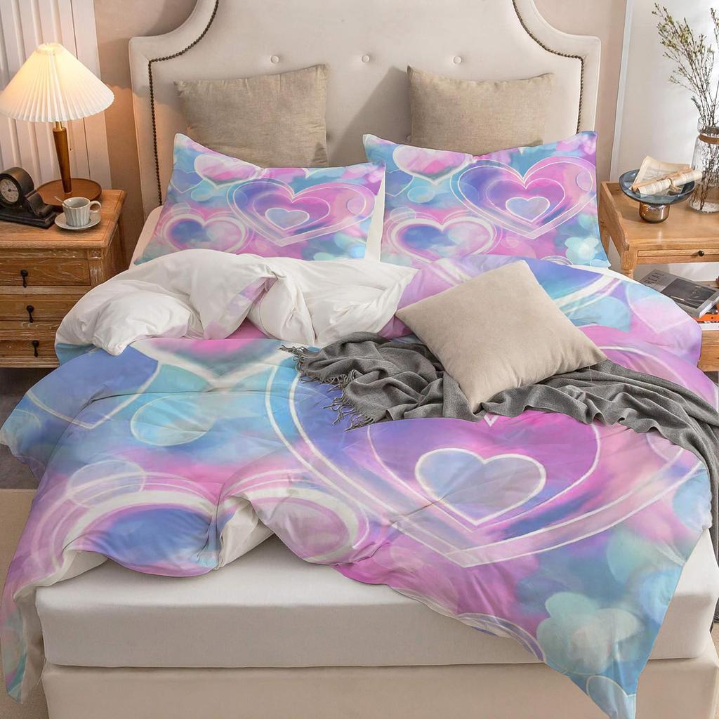 Heart Shaped Pattern 3D Printed Bedding Set, Home Textile Dreamy Style Duvet Cover, Soft And Comfortable Luxurious Duvet Cover