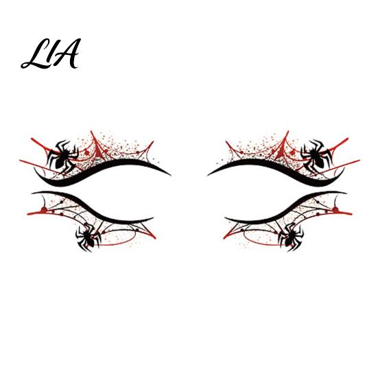 Festival Eye Makeup Halloween Face Temporary Tattoos for Women, Waterproof Pumpkin Spiderweb Party Supplies Art Stickers Masquerade Carnival