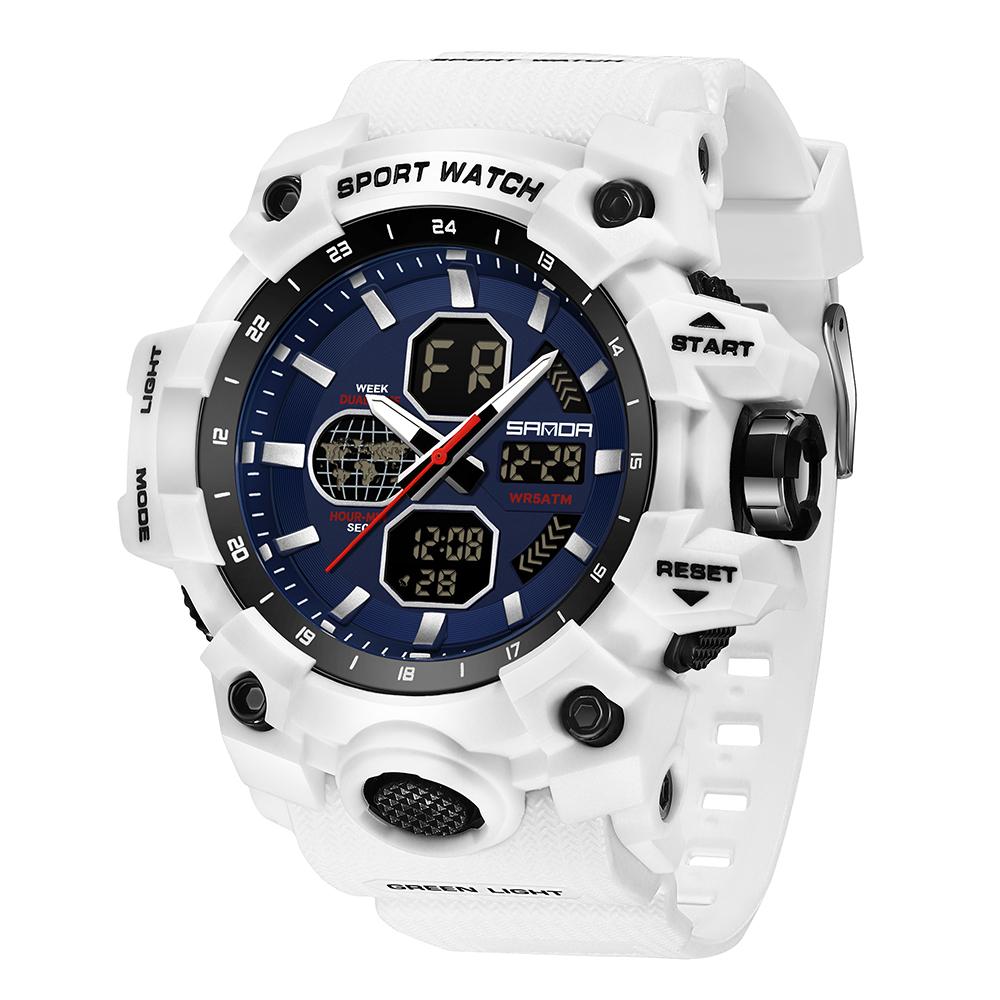 SANDA Top Luxury Watches Men Military Army Mens Watch Waterproof Sport Wristwatch Dual Display Watch Male Relogio Masculino