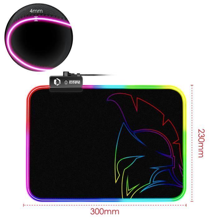 Tapis de souris gamer - empire gaming - dark rainbow - rgb led - 12 modes - surface ultra lisse