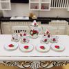 15Pcs Doll House Tableware Kitchen Dollhouse Teapot 1:12 Miniature Porcelain Tea Cup Set  Dollhouse