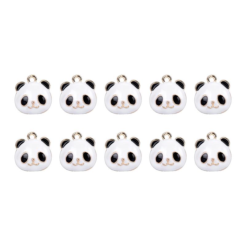 10Pcs/Set Cute Panda Animals Alloy Enamel Charms Pendant Diy Craft Jewelry Gift