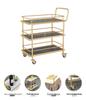 Gold Multi-Layer Nordic Mobile Beverage and Dining Cart for Hotels and Restaurants
