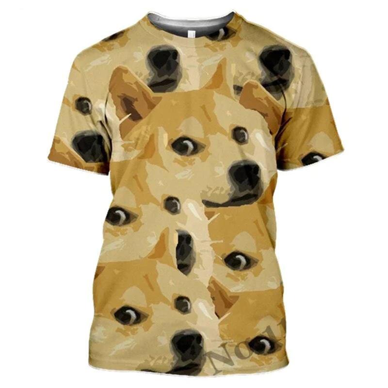 Summer Round Neck Shiba Inu 3D Print Top Doge Fan Streetwear Fashionable Casual Short Sleeved Men's T-shirts