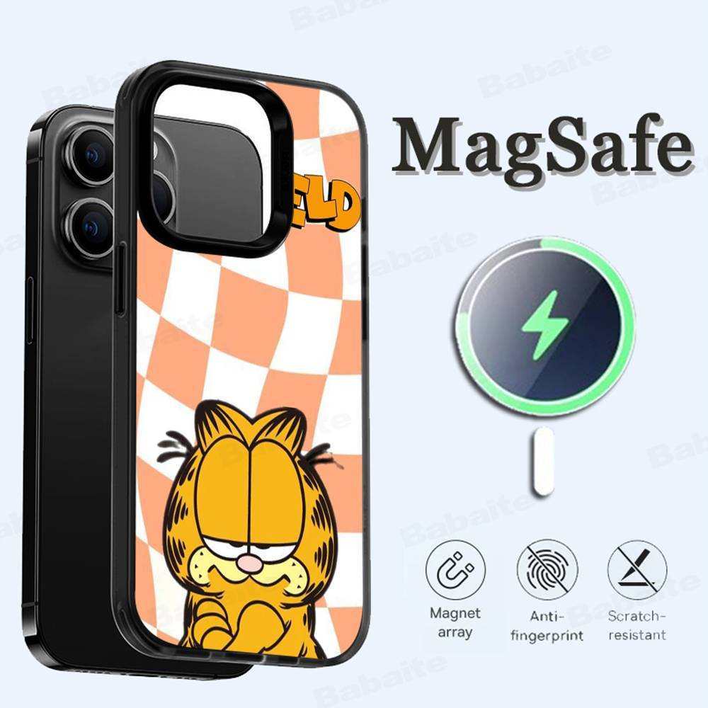 Classic Vintage Anime G-garfields Cat Phone Case Magnetic Case For IPhone 16 14 13 15 Pro For Magsafe Wireless Charge Cover