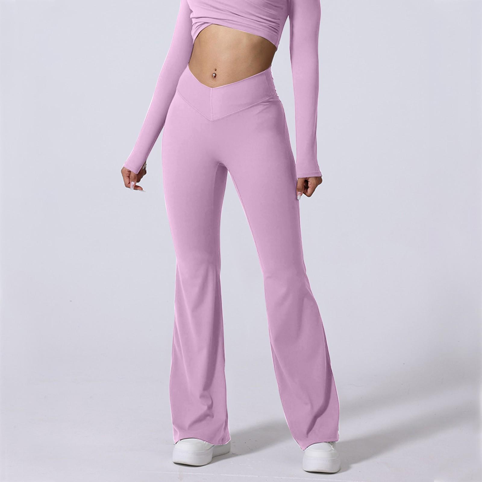 

Женские спортивные обтягивающие брюки с V-образным вырезом и высокой талией, корректирующие спортивные брюки L розовый