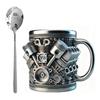 Vintage Engine Coffee Cup, Insulation Water Mug for Car Enthusiasts Mechanics Engineers Fathers Men Boyfriends Gifts