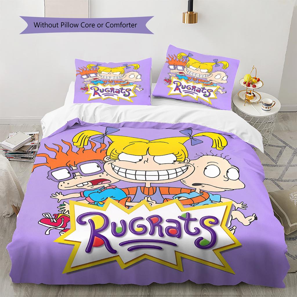 Rugrats  Pattern Bedding Quilt Set  Home Decoration  Gift (1 * Duvet Cover + 2 * Pillowcase  Without Core)