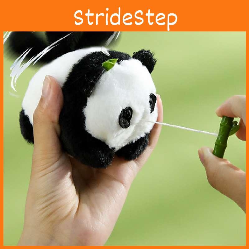 Furry Panda Bear Keychain Pull Rope Plush Toy Bag Pendant For Animal Lovers