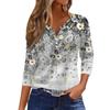 Ladies Casual Fashion V-neck Loose Versatile Floral Print Three-quarter Sleeve Top