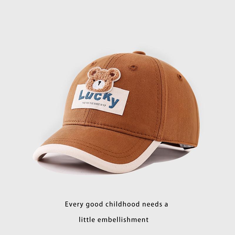 

Cute Bear Baby Duck Tongue Hat Short Brim Children Baseball Hats Solid Cotton Kids Duckbill Cap Fashion Sunshade Visors 52-54CM