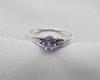 925 Sterling Silver Amethyst Cut Oval Ring, Minimalist Leaf Detail Jewelry