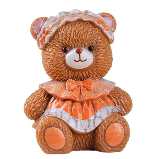 Mini Cartoon Bear Figurine Tiny Resin Bear Figures with Dress Cute Cake Toppers for DIY Crafts Dollhouse Fairy Garden Micro Landscape Decor