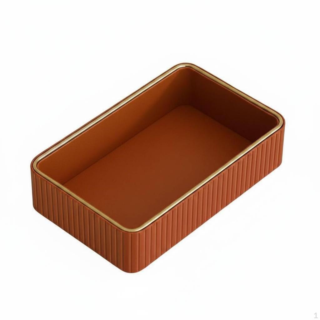 Trim Cosmetic Organizer Versatile Ribbed Valet Tray Light Luxury Style Rectangular Key Holder