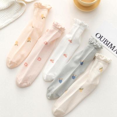 [5-Pair Set] Twit See-Through Pastel Pattern Long Socks