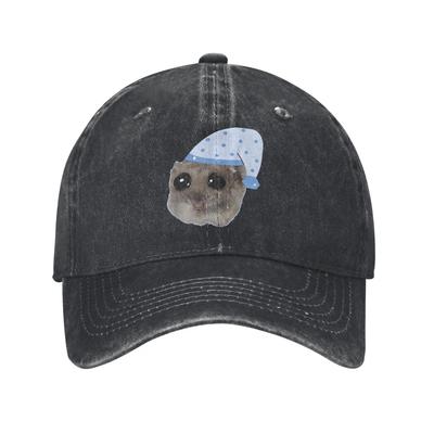 Funny Hamster Sleep Cute Bed Time Baseball Caps Vintage Distressed Denim Sleepy Headwear Unisex Women Outdoor Adjustable Fit Hats