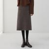 Winter 2025 Women's High-Waisted Wool Plaid A-Line Mid-Length Skirt