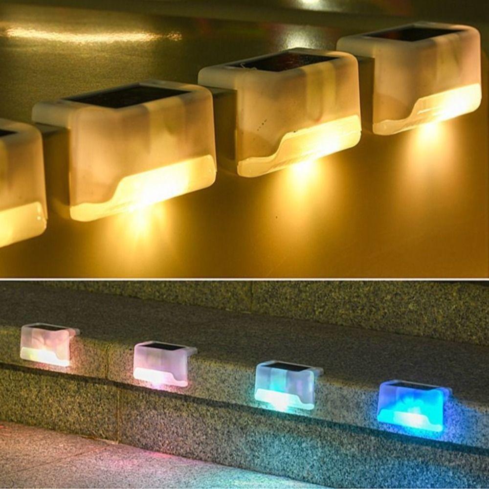 Multifunctional Waterproof LED Solar Step Lamp Outdoor Garden Fence Lamp Solar Powered Yard Street Deck Lamp