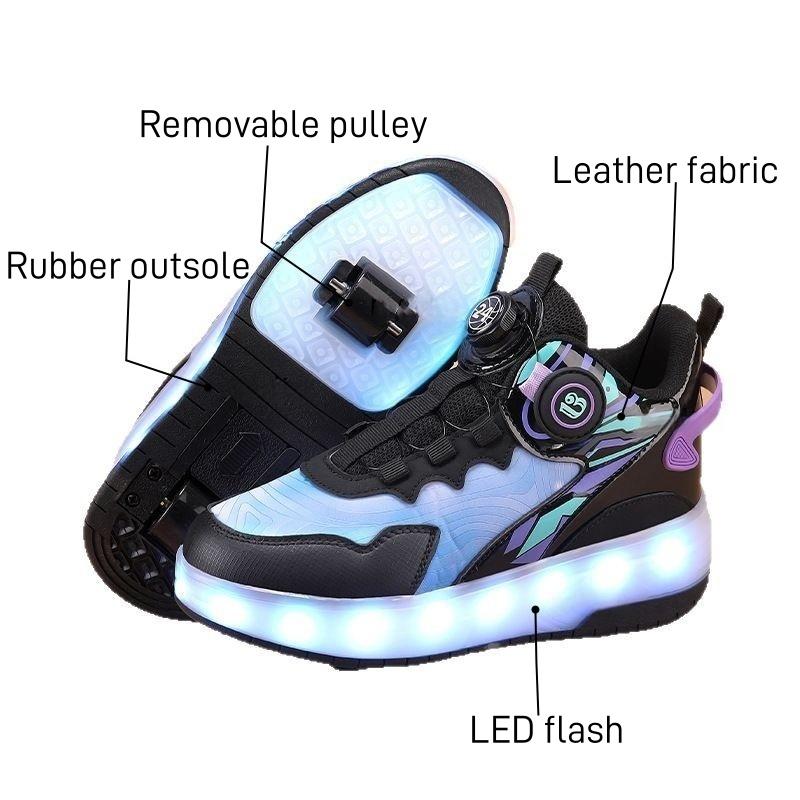 Invisible Bottom Flying Shoes with Wheels Hot Sale of The Season Unisex Kids' Double Wheel Walking Shoes Roller Skates Entertain