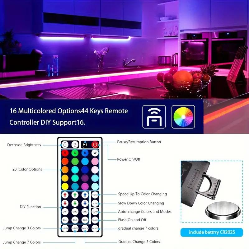 131Ft/40M LED Strip Lights Infrared 44key RGB Lighting For TV Background, Bedroom Party Decorations Christmas Birthday Gift