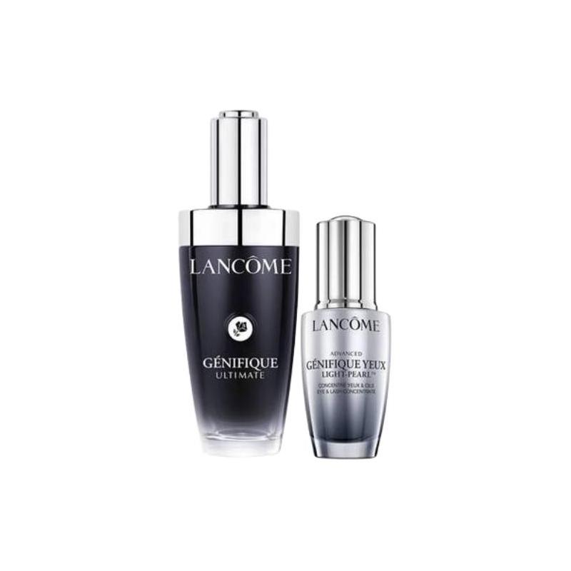 Набор ухода Lancôme Little black bottle для глаз и лица, ультра-восстанавливающая эссенция Little black bottle + эссенция для глаз, полное восстановление и сияние кожи лица чёрный