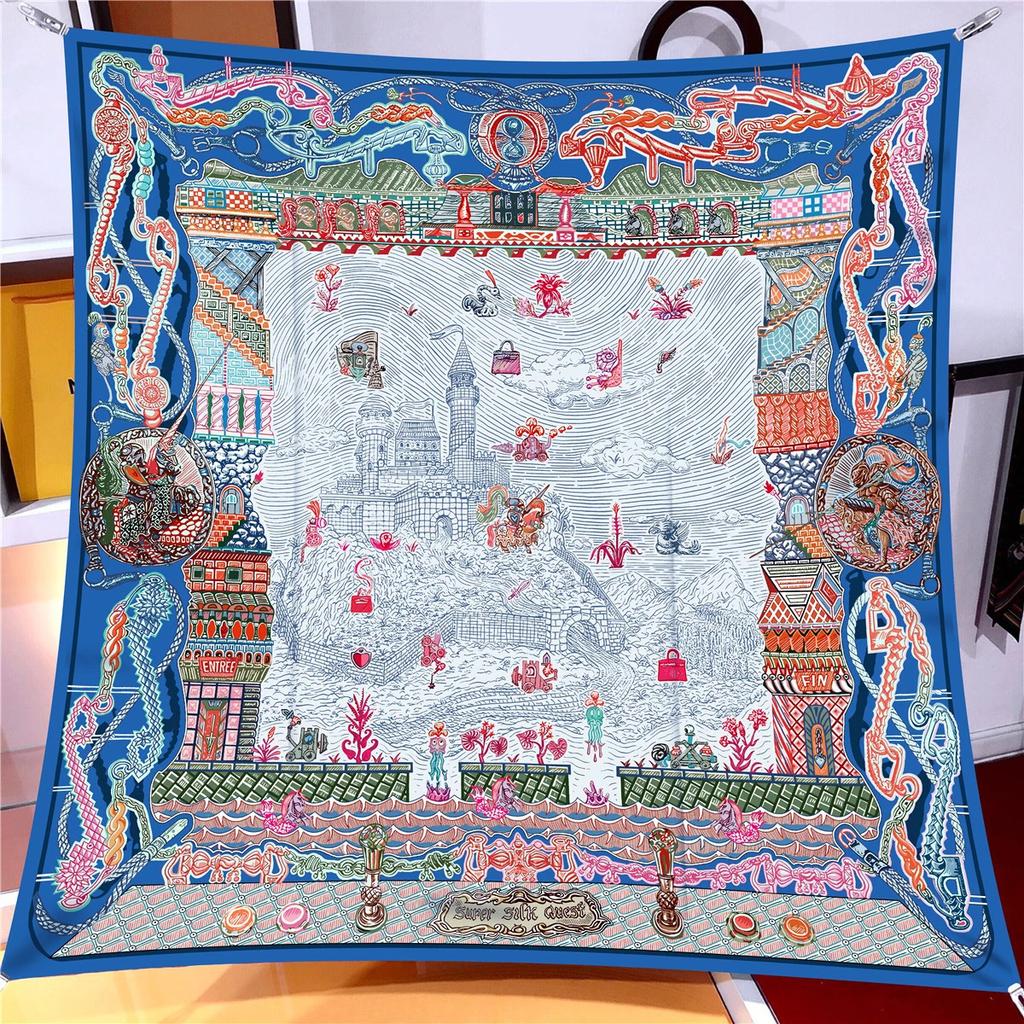 Fashion Twill Kerchief Silk Satin Neck Scarf For Women Print Hijab Scarfs Female 90cm Square Shawls and Wraps Scarves For Lady