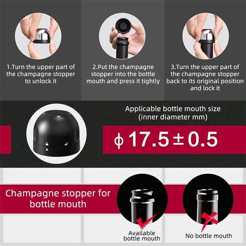 Wine Bottle Stopper Reusable Vacuum Seal Red Wine Champagne Cork Wine Cork Tool Leak-Proof Storage