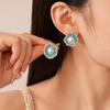 Spray paint with diamonds imitation pearl ruffle edge silver needle earrings fashion temperament earrings