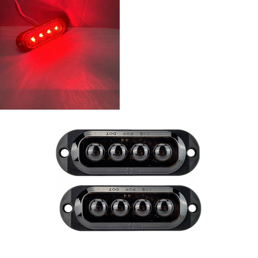 2PCS 12-24V 4LED Truck Beacon Lamp Trailer Side Marker Lamp LED Waterproof Car Warning Clearance Side Light for Lorry