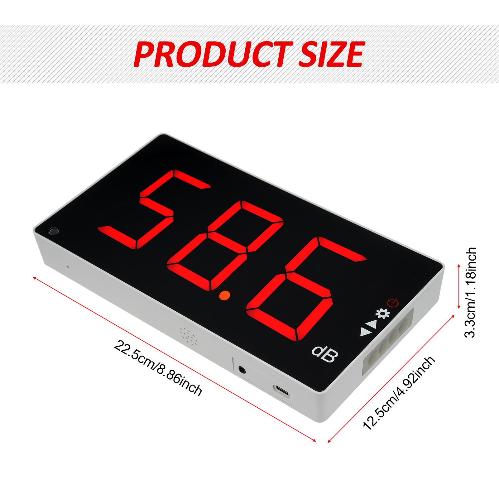 

30-130dB Sound Level Meter with Large LCD Screen Wall Mounted Digital Sound Level Meter Noise Meter Decibel Monitoring Tester білий