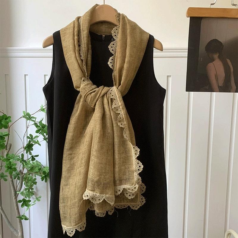 Spring and Autumn 95*185cm Ladies Scarves Lace Edged Shawl Scarf For Women
