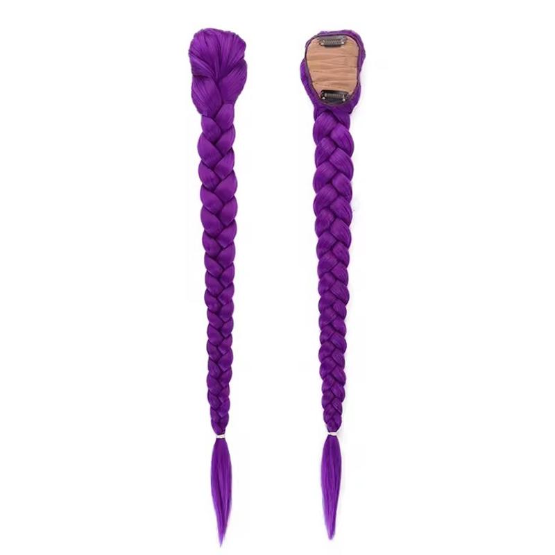 Perucas Cosplay Kpop Hunters Rumi Mira Zoey para Crianças Meninas Anime Hunters Cabelo Longo Roxo Preto Peruca Sintética Trançada Adereço de Fantasia