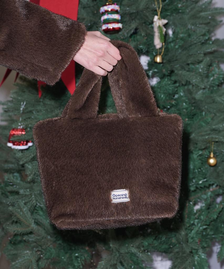 Opening Sunshine Soft Fur Tote Bag_Brown