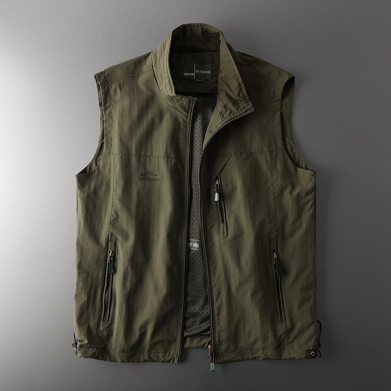 Tactical Vest Multi-Pocket Fishing Menswear Thin Outdoor Army Green XL
