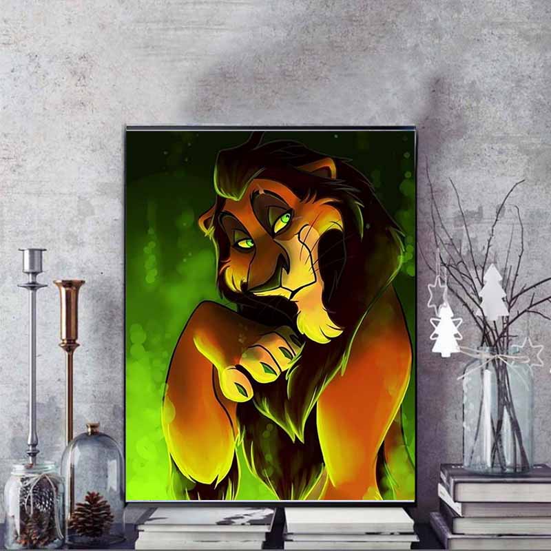 Disney Diamond Painting Lion King Villain Scar Fan Art Illustration Cute Cartoon Cross Stitch Complete Set Of Creative Mosaic 5D Diy Home Decoration
