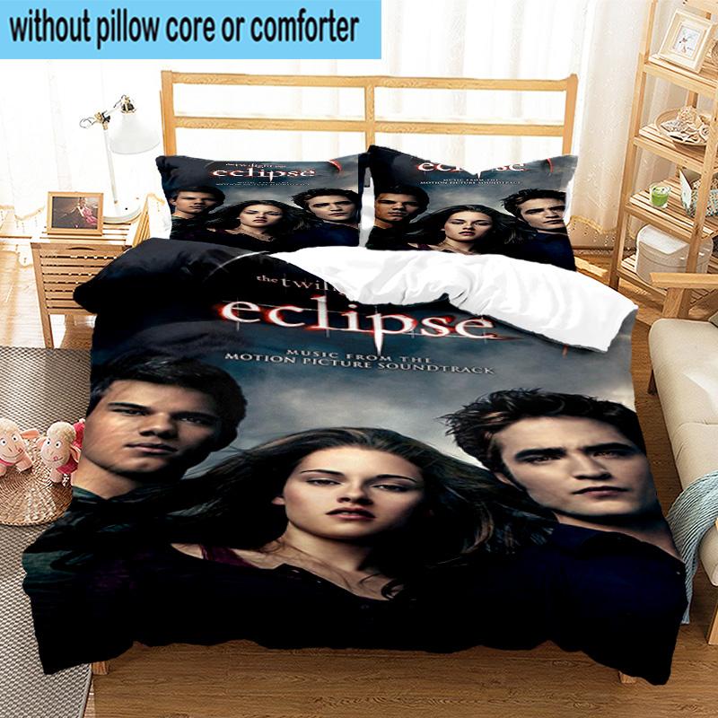 3PCS Eclipse Twilight vampire 3pcs Bedding,Including 3PCS Duvet Cover And 2pcs Pillowcases Perfect for Christmas,Ideal for Bedroom, Dormitory