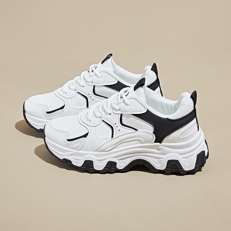 

Женские повседневные кроссовки на массивной платформе, легкие нескользящие кроссовки для ходьбы из искусственной кожи на шнуровке, удобные теннисные кроссовки для женщин 40