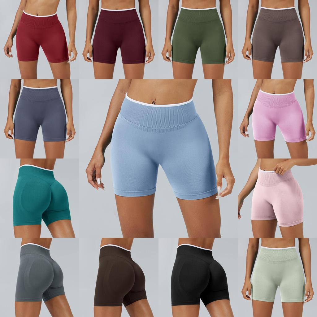 Seamless Colorblock Yoga Shorts For Women With Quick Dry Fabric For Running And Fitness
