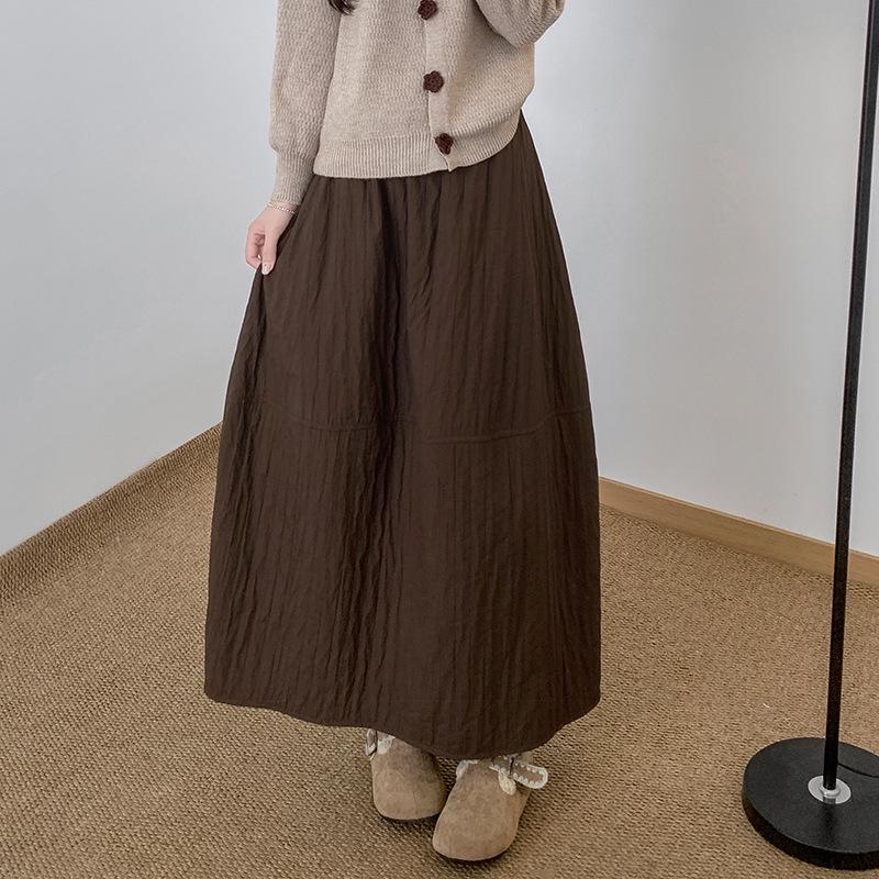 Off-White Textured High-Waisted A-Line Pumpkin Skirt for Women - Autumn/Winter 2025 Collection S кофейный