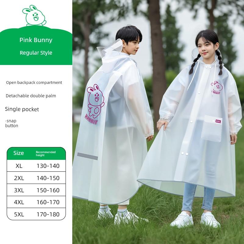 Children's Raincoat for Primary School Students, Boys and Girls, Special for School Use, Long Full-Body Rain Poncho with Backpack Space, Suitable for