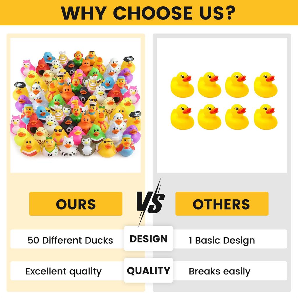 1-100 Piezas Patos de Goma al por Mayor, Patitos Surtidos Para Jeep Ducking Flotador Juguete de Baño de Pato Para Fiestas Infantiles