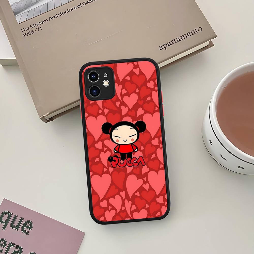 Cartoon Cute Pucca Silicone Case For IPhone 16 15 14 13 12 11 Pro Max Plus X XS MAX Shockproof Matte Cover