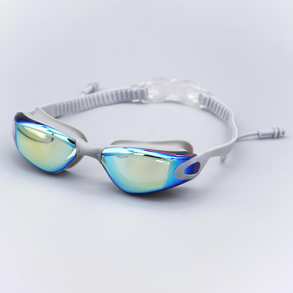 UV Anti-Fog Electroplating Swimming Goggles with Surf Ear Plugs - Waterproof Pool Swim Eyewear