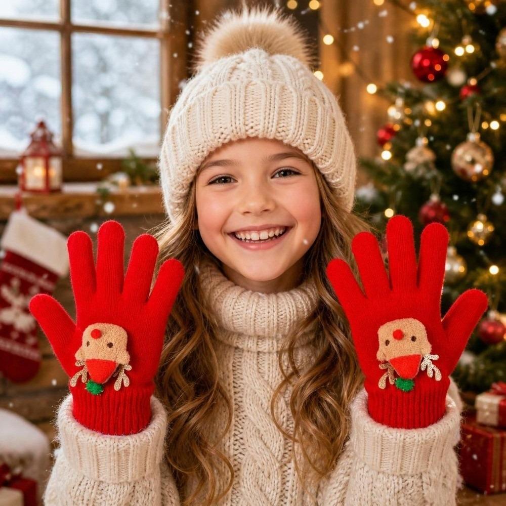 5-12Years Old Warm Children Mittens Christmas Knitted Gloves Fashion Kids Winter Gloves Toddler