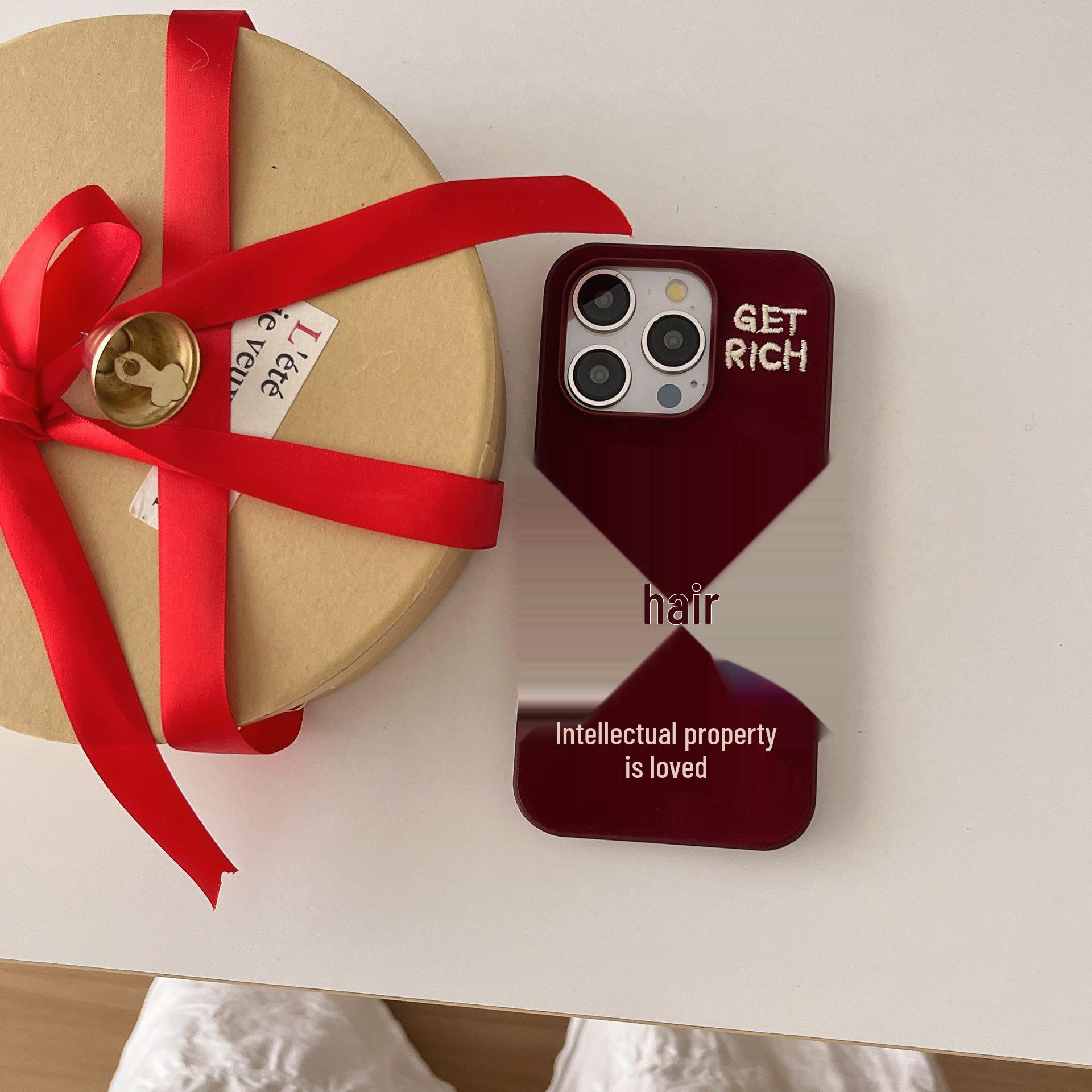 Вышитый чехол  Get Rich  на осень и зиму для iPhone 17/16 Pro Max/15/14 iPhone 17 Pro Max