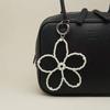 Beaded Flowers Keychain White Pearl Charm Keyring Pendant Jewelry For Girl Women Gift Bag Decoration