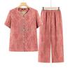 The Elderly Summer Wear Women's Foreign Style Grandma Wear Short-sleeved Summer Suit Fashionable Mother Wear New Old Lady Two-piece Set