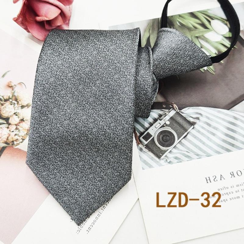 Men's Formal Business Tie with 8cm Zipper, Striped Black Tie, No Knotting Required.