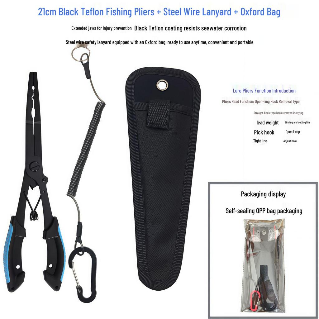 Black Teflon Eagle Beak Fishing Pliers: Multi-functional Hook, Line Cutter & Fish Control Tool