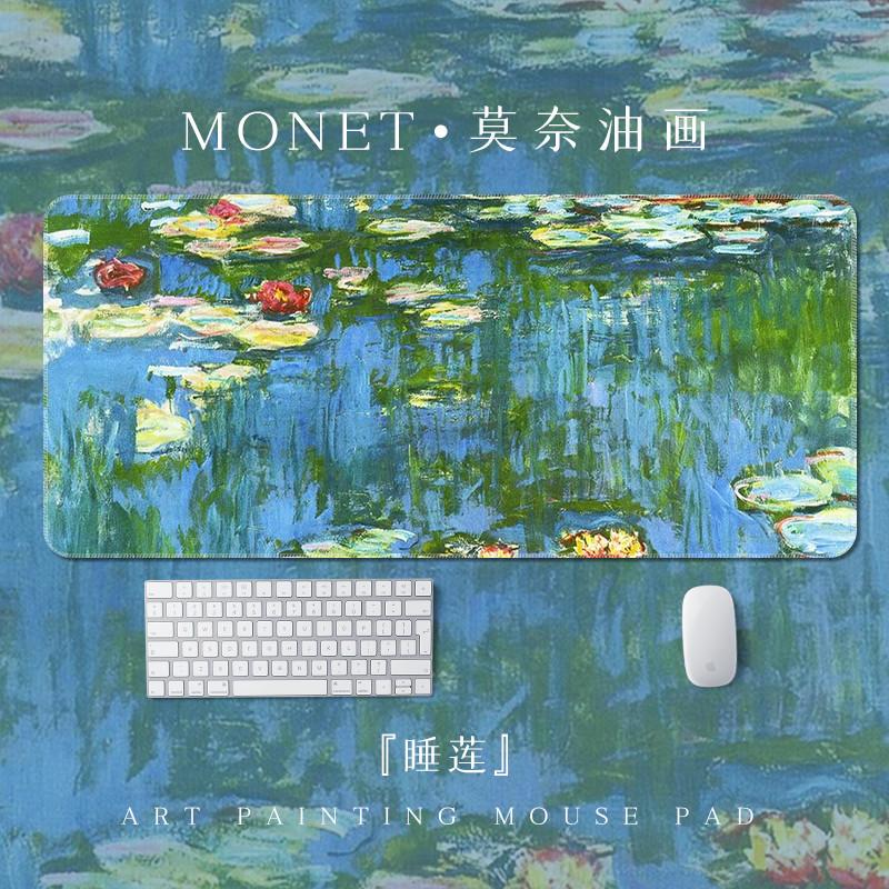 Monet Water Lilies Oil Painting Large Mouse Pad Impressionist Art Desk Mat for Office